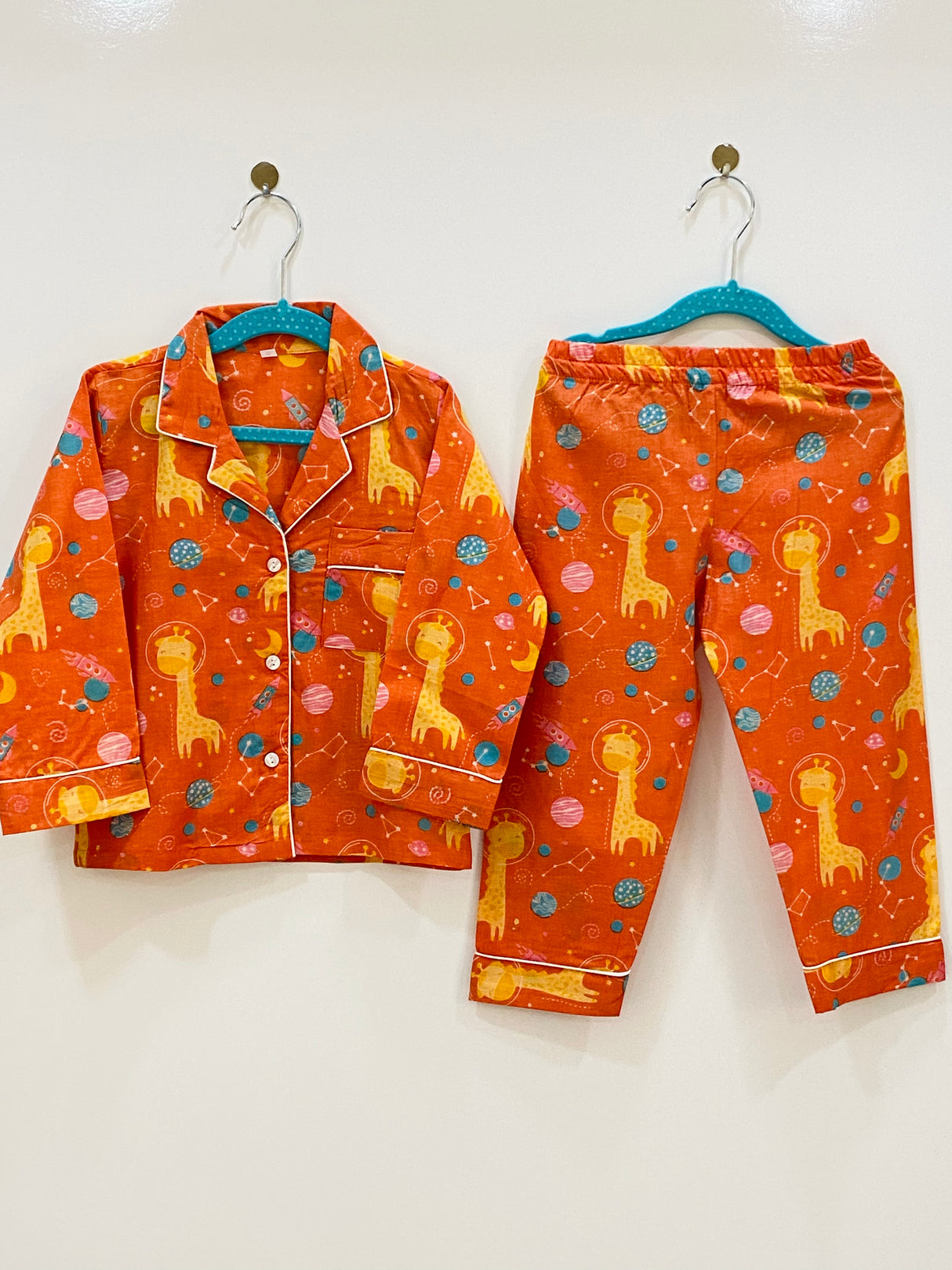 Orange Giraffe Kids Night Suit Set