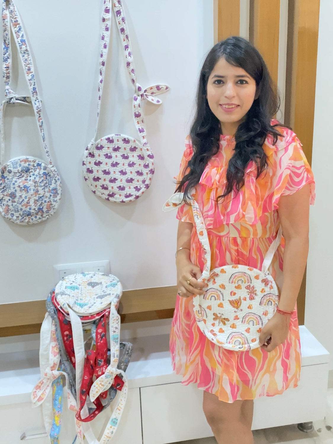 Round Sling Bag- Blockprint