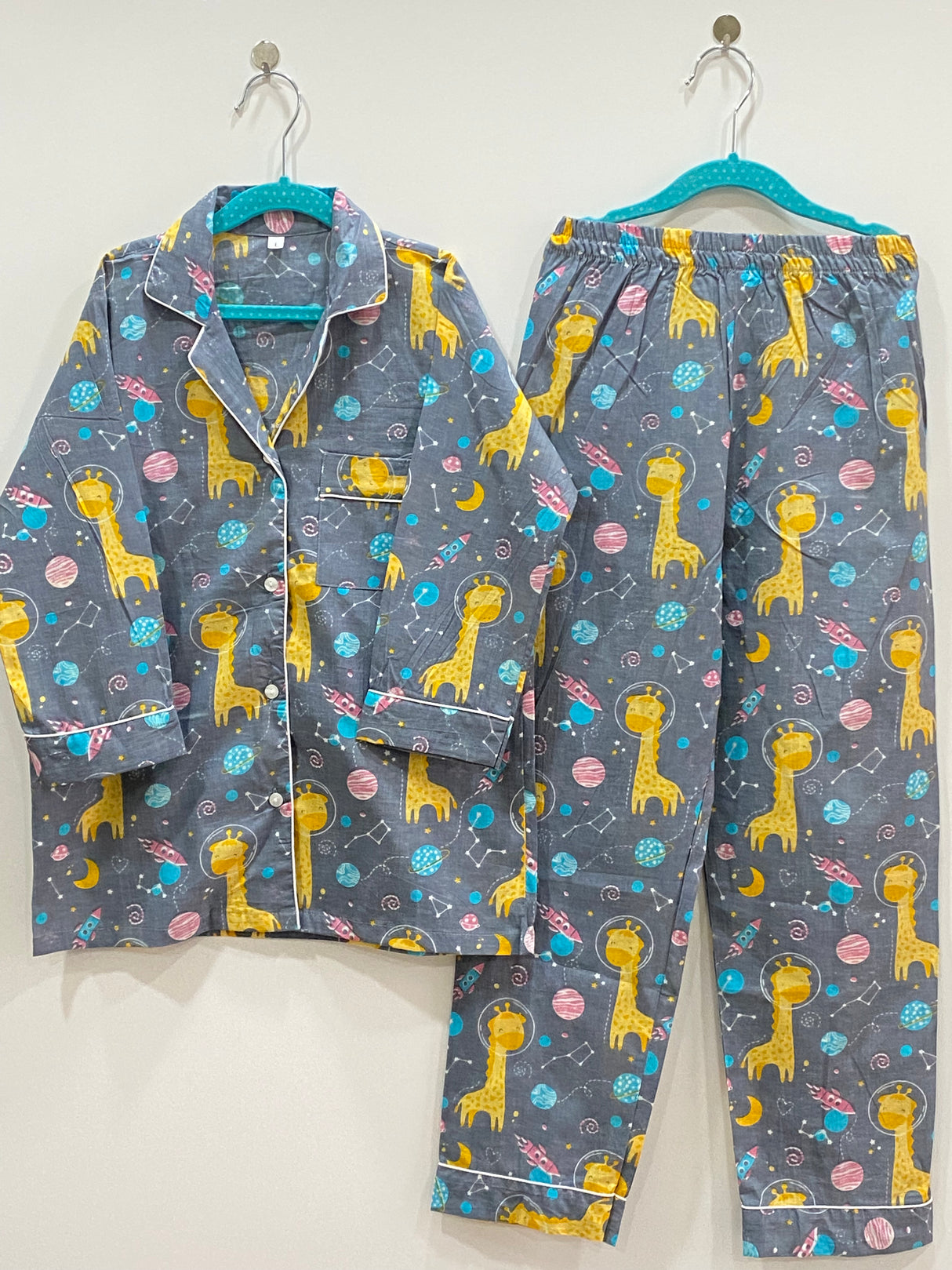 Grey Giraffe Kids Night Suit Set