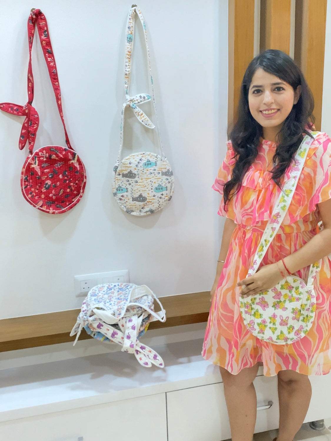 Round Sling Bag- Blockprint