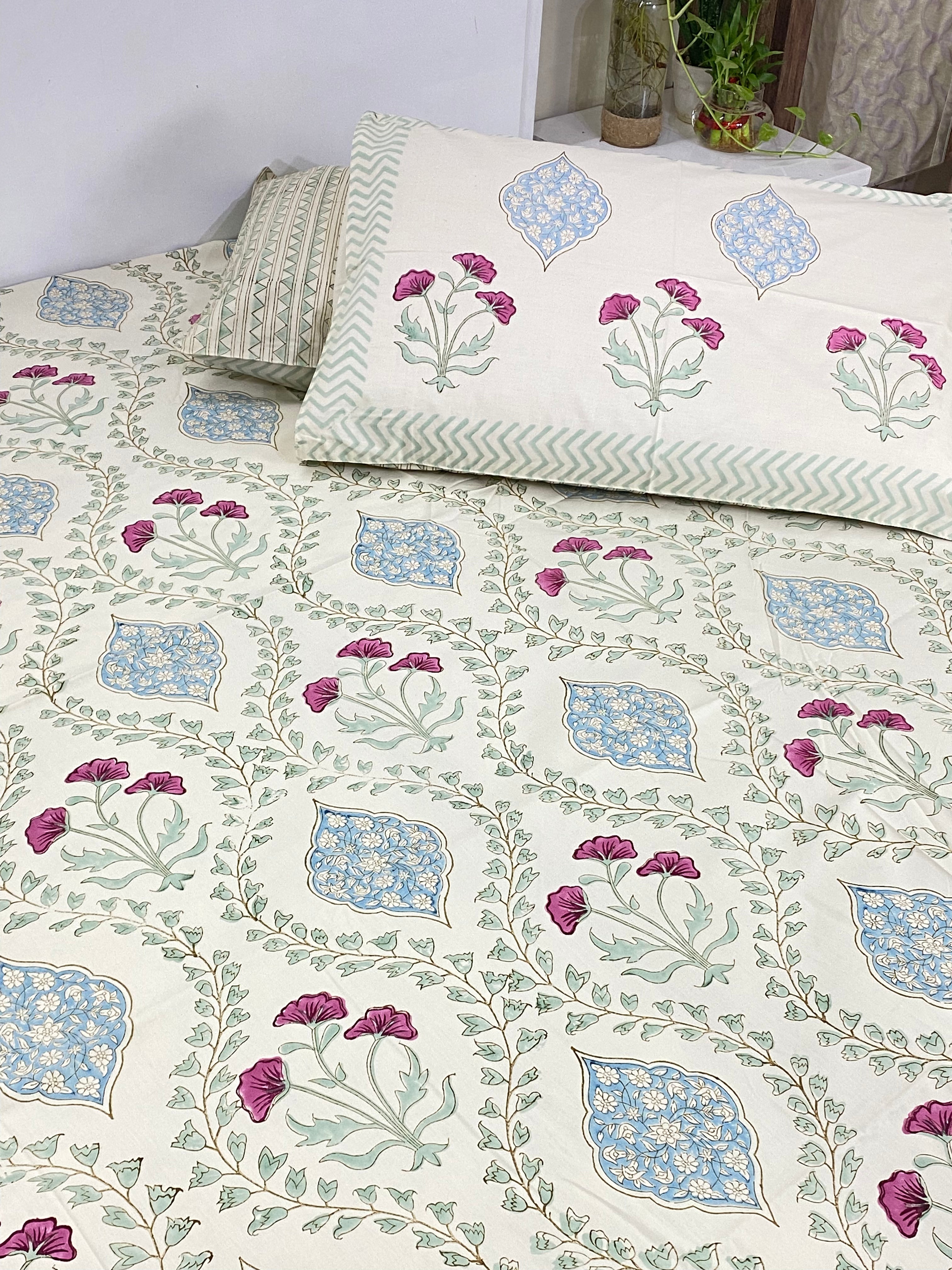 Blockprint Cotton Bedsheet -King Size (108*108 inches)