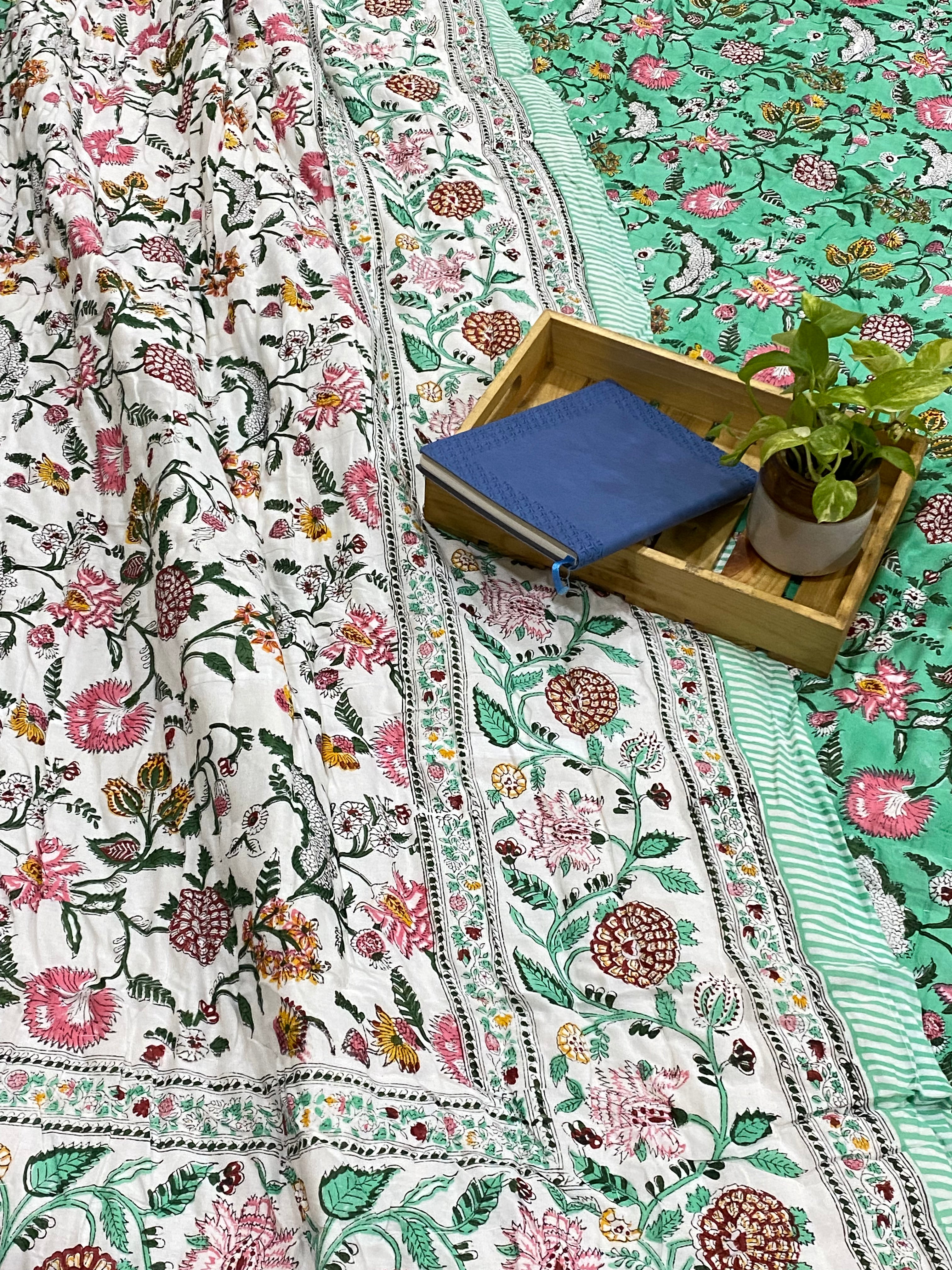 Blockprint Bedsheet & Quilt Set