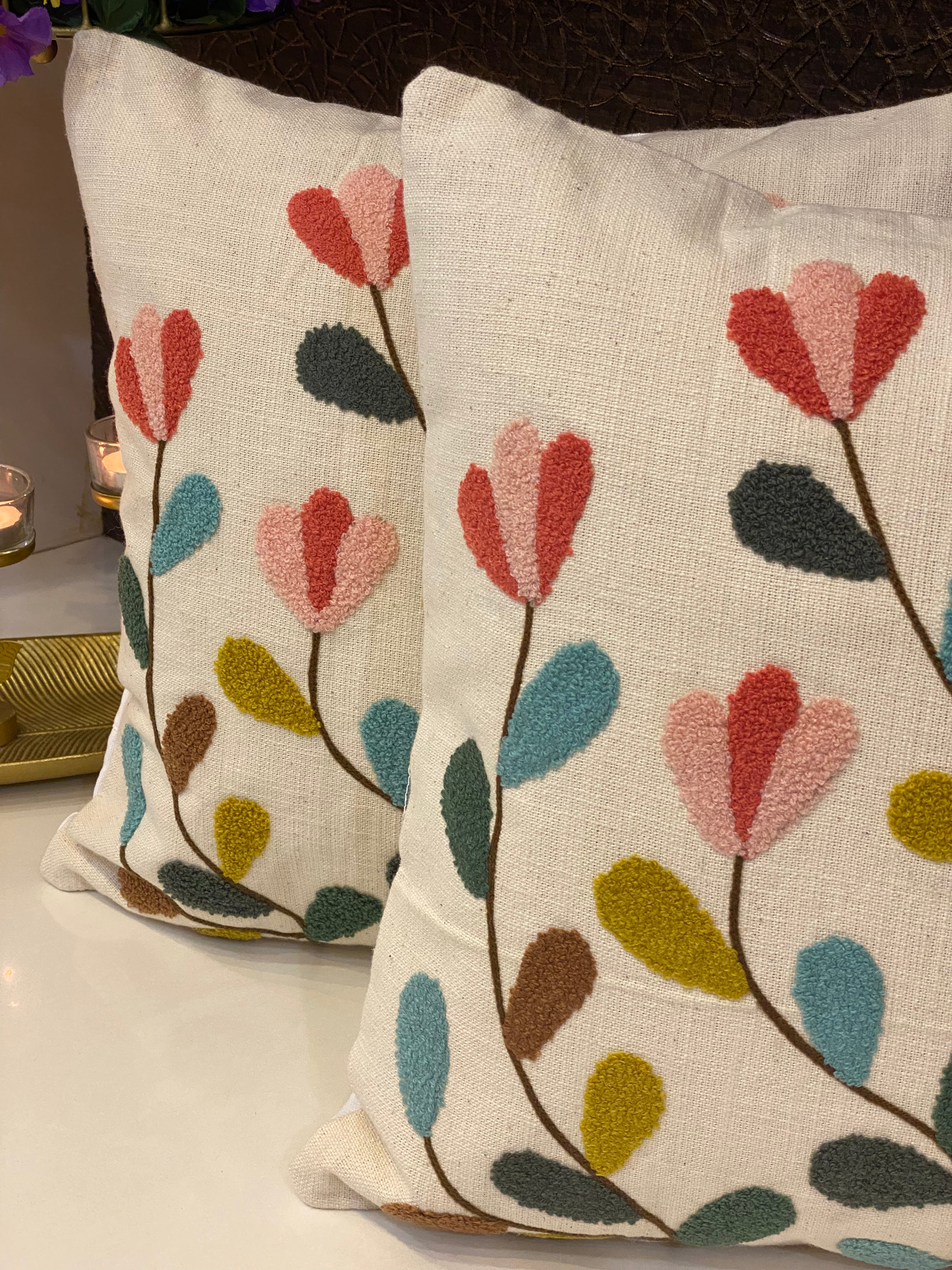 Embroidered Cushion Cover- 16*16 inches