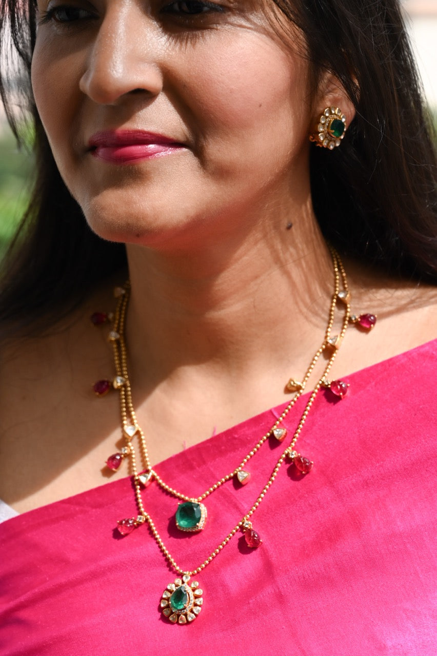 imitation-emerald-and-rubies-gulmohar-polki-92-5-silver-set