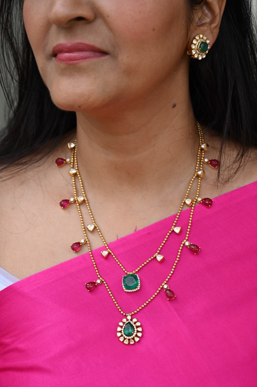 imitation-emerald-and-rubies-gulmohar-polki-92-5-silver-set