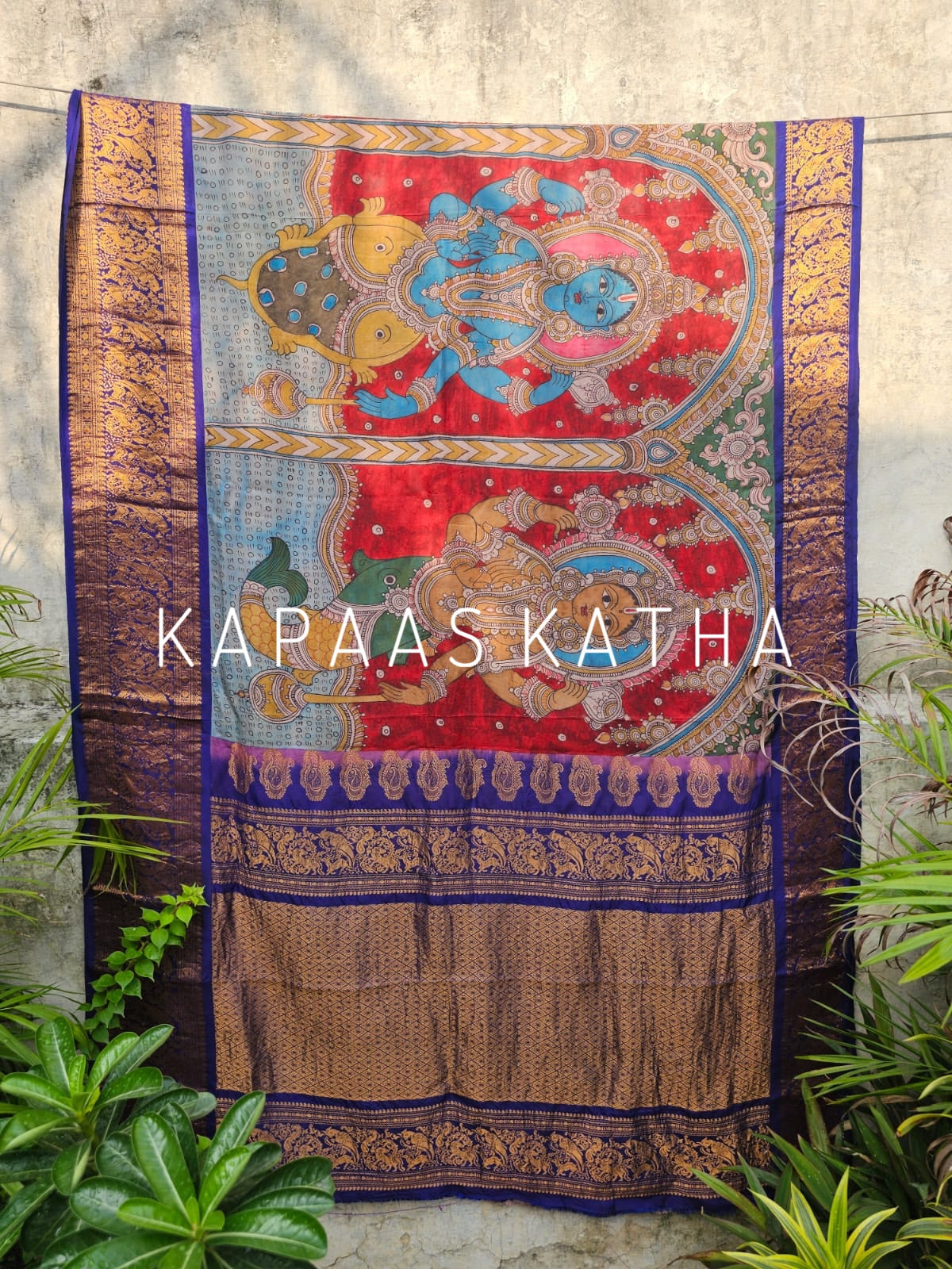 Authentic Kalamkari Kanjivaram Silk Saree | Kapaas Katha