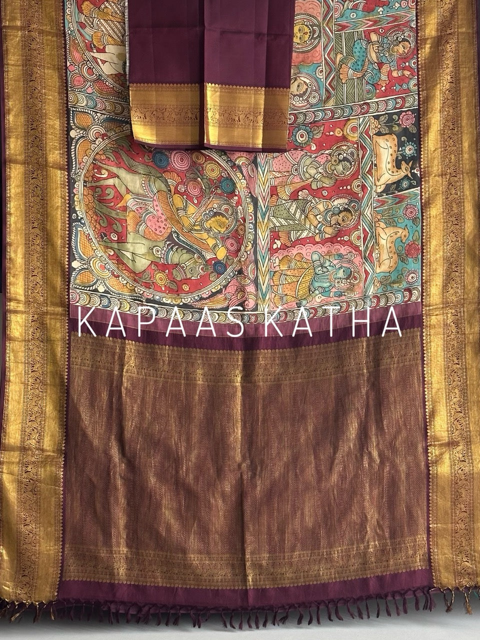 itihaasa-katha-handloom-kalamkari-kanjivaram-silk-saree