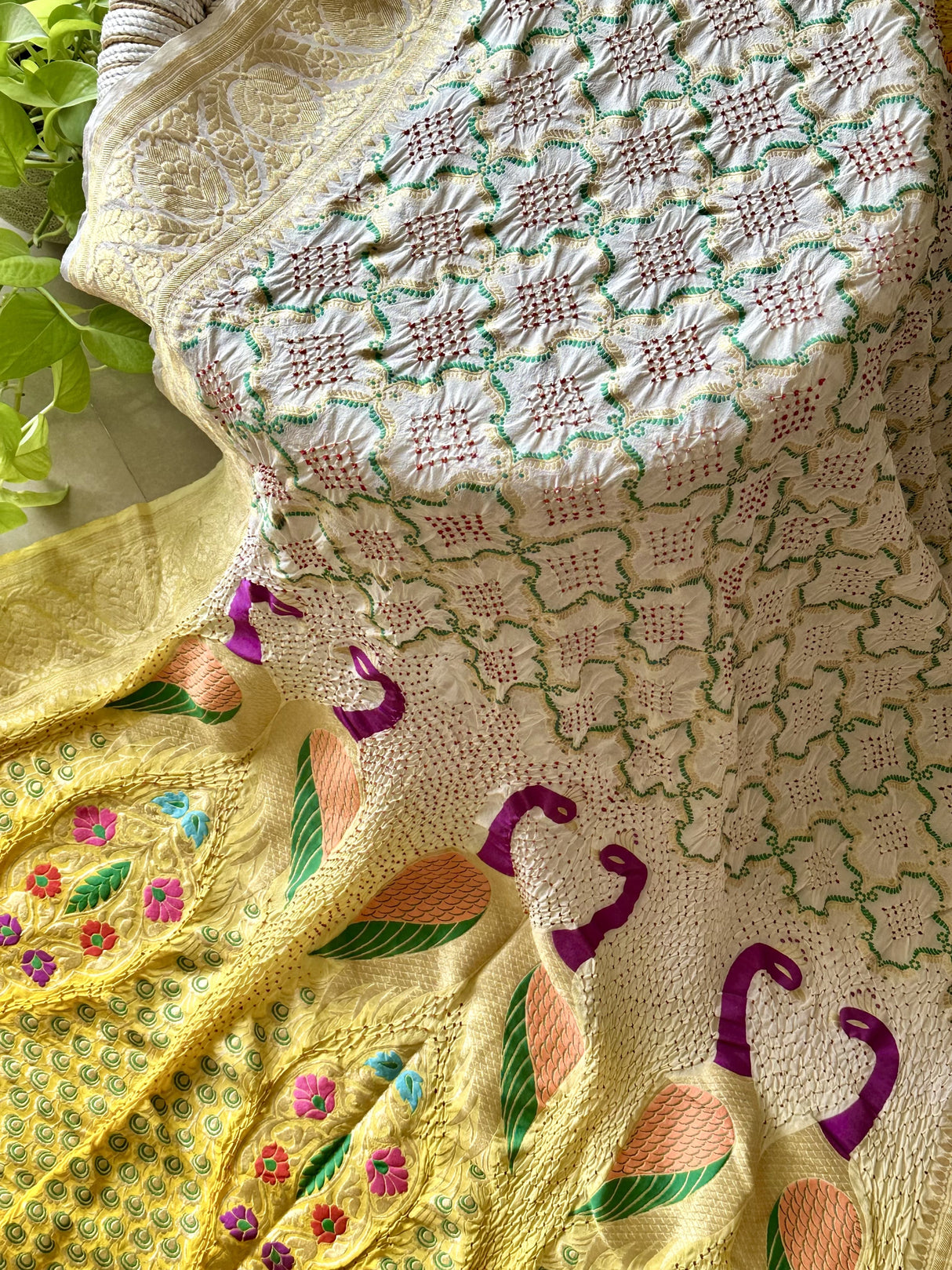 ivory-yellow-banarasi-georgette-dupatta-peacock