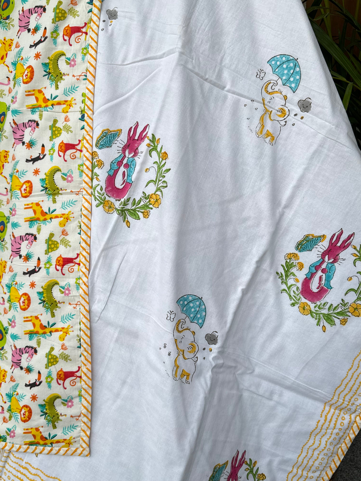 best selling summer kids blanket peter pan zoo nursery print dohar mulmul cotton reversible flannel lined sustainable retail and wholesale international