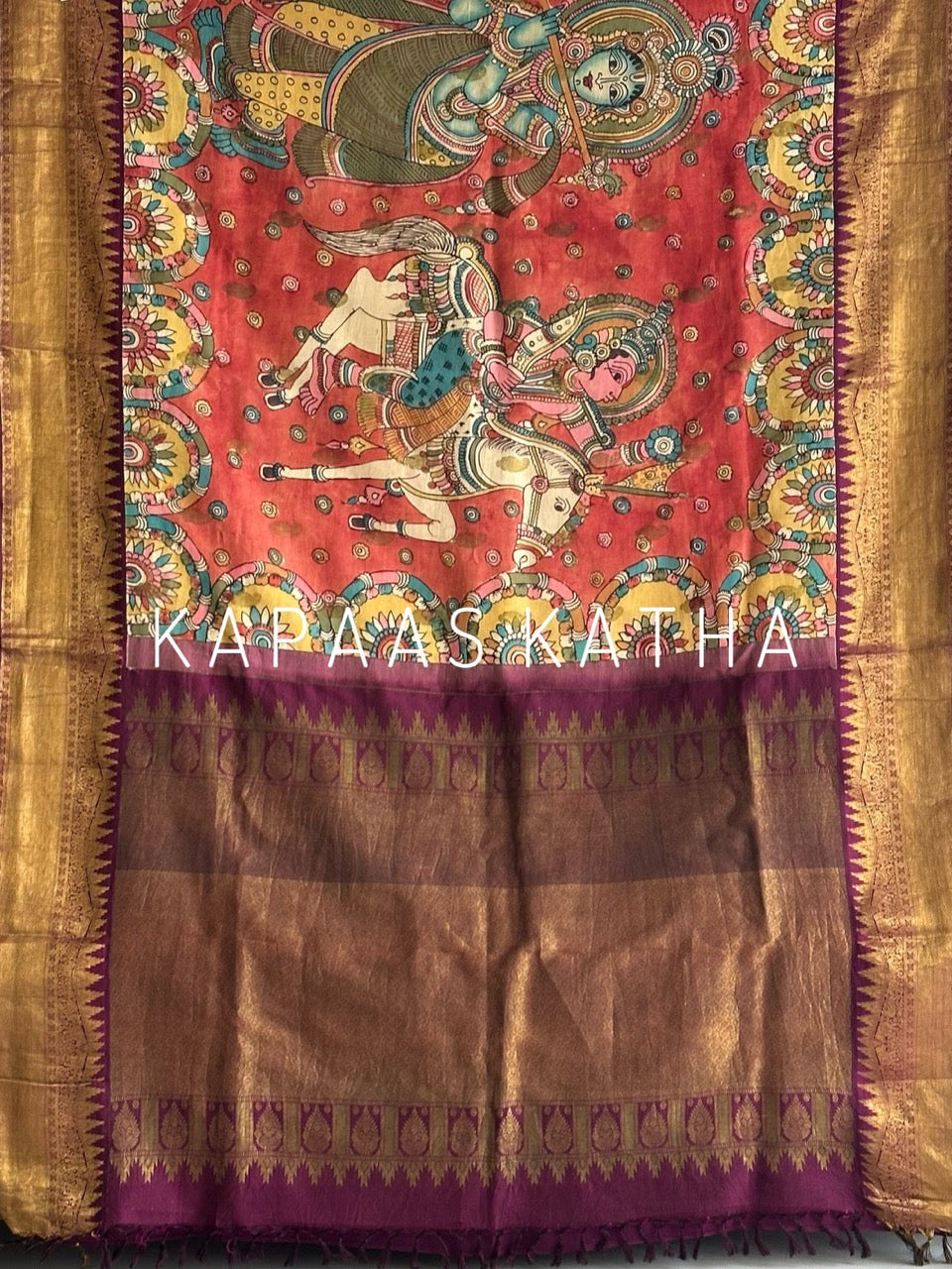kalamkari-kanjivaram-silk-saree-divine-art-motifs