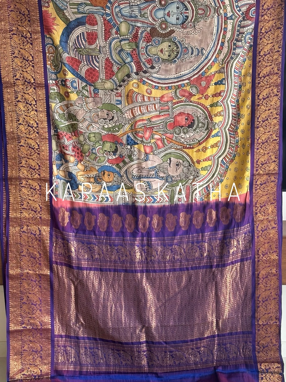 kalamkari-kanjivaram-silk-saree-divine-art-motifs