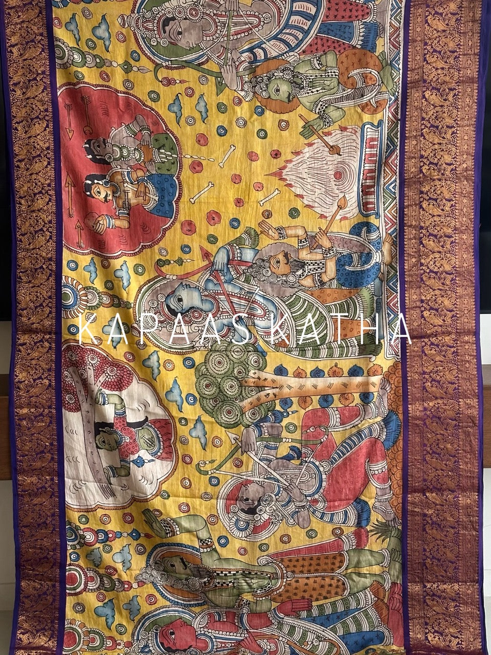 kalamkari-kanjivaram-silk-saree-divine-art-motifs
