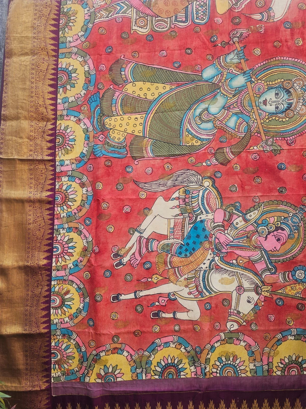 kalamkari-kanjivaram-silk-saree-featuring-divine-art