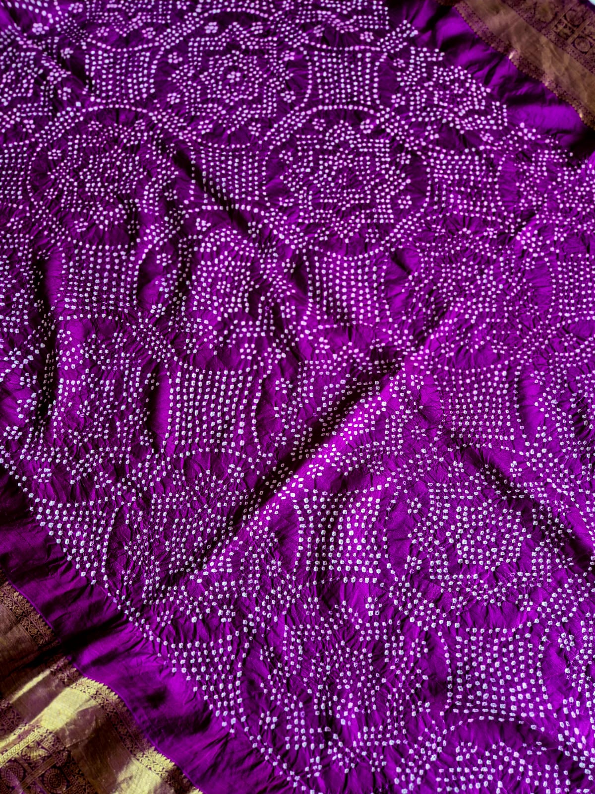Phoolkari - Purple Kanjivaram Silk Bandhani Dupatta