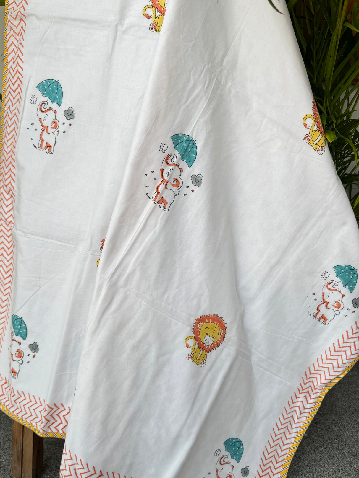 soft breathable kids blanket simba lion elephant design orange paw reversible for baby shower return gifts