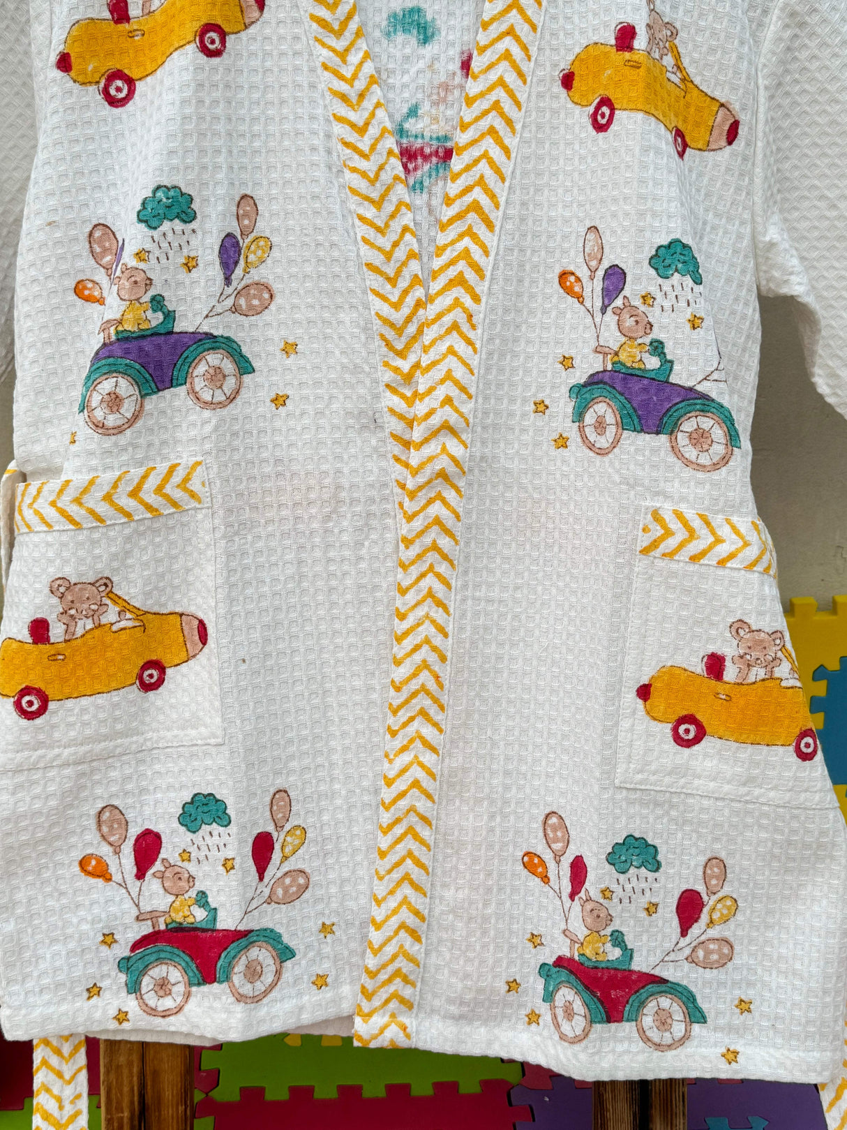 affordable nursery car print kids bathrobes handblock printed for birthday return gifts