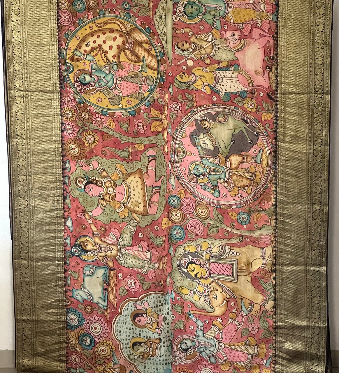 krishna-leela-theme-pure-kanjivaram-silk-kalamkari-saree