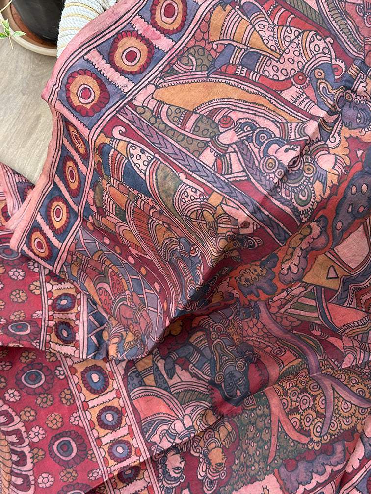 krishna-theme-mulberry-silk-kalamkari-saree-fabric-texture-view