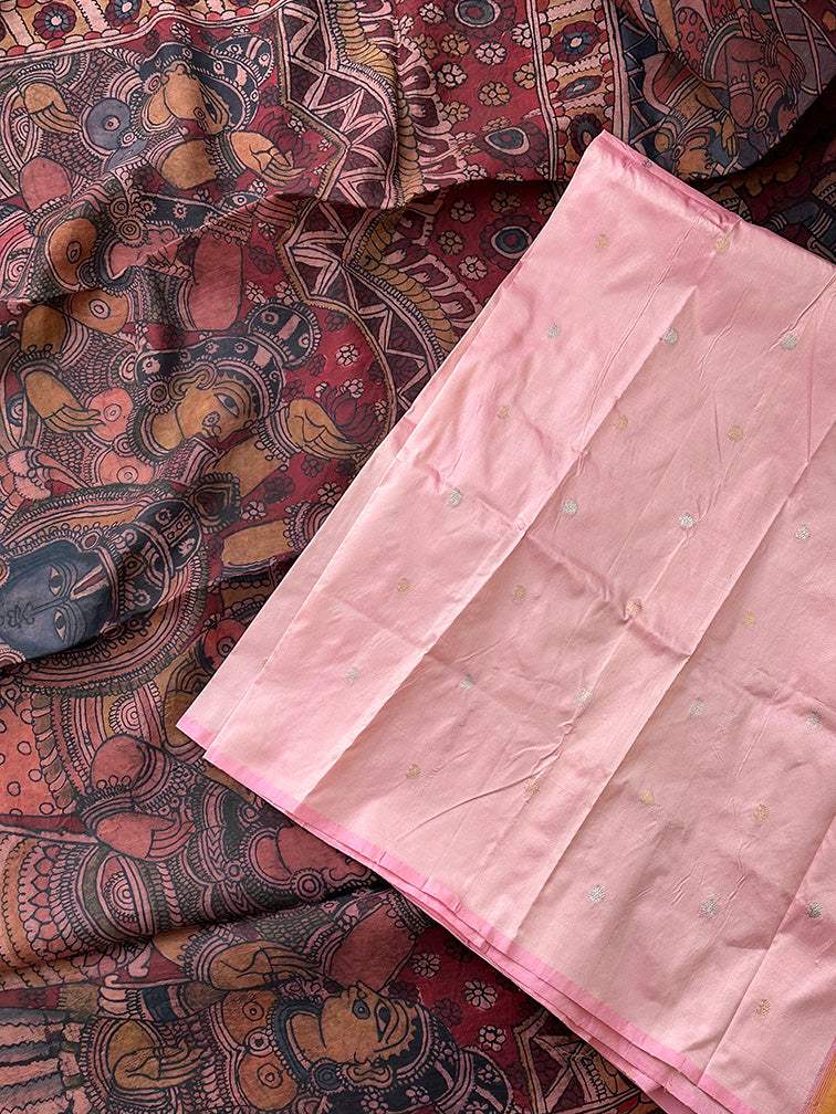 krishna-theme-mulberry-silk-kalamkari-saree-floral-motif-close-up