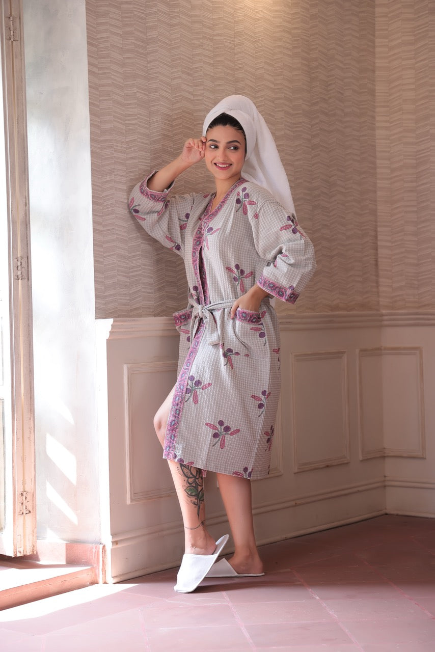 Lavender Mist Waffle Cotton Robe