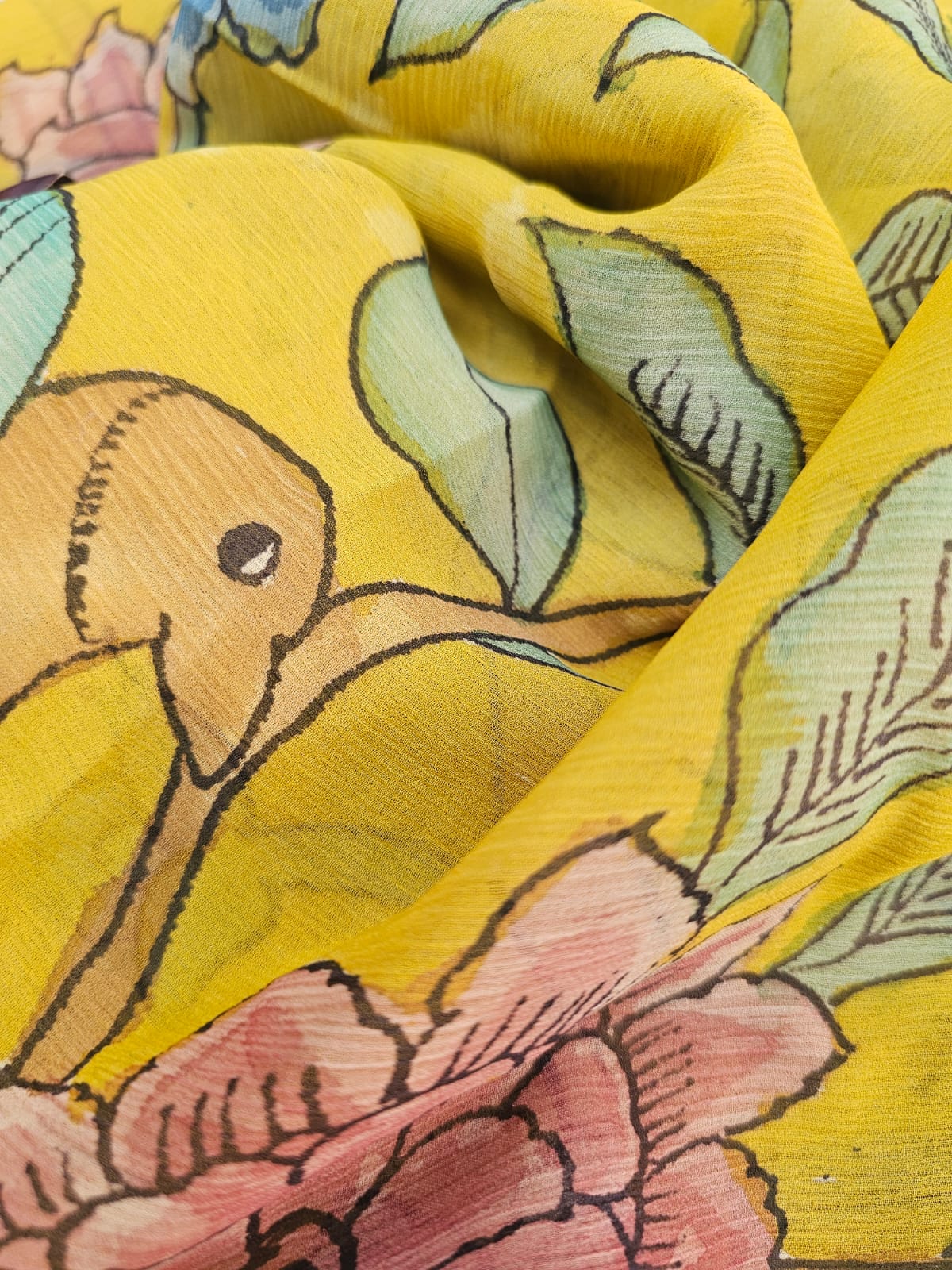 lightweight-sunehri-kalamkari-chiffon-saree