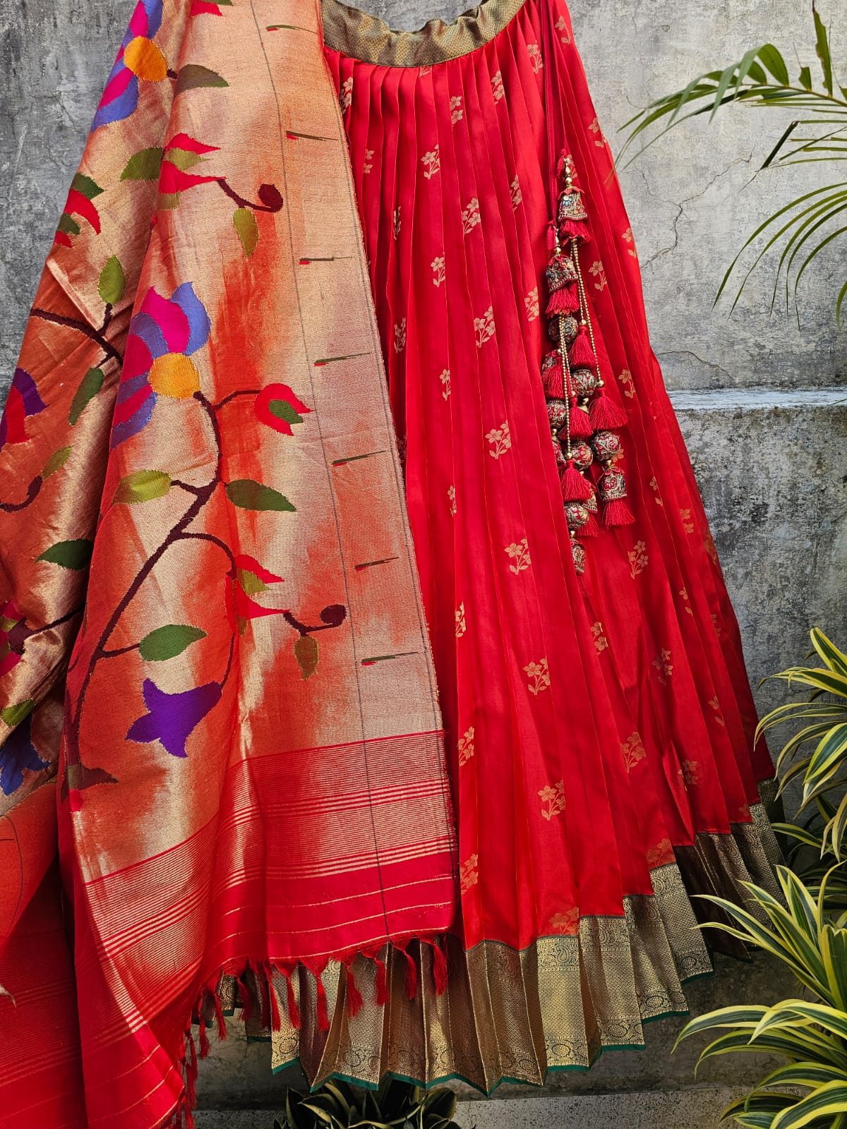 limited-edition-kanjeeveram-silk-brocade-lehenga-with-tissue-silk-paithani-dupatta