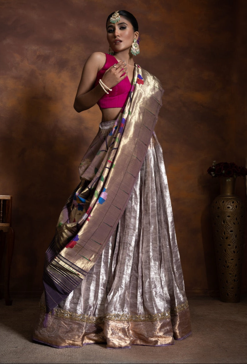 Limited Edition Banarsi Tissue Brocade Lehenga with Tissue Silk Paithani Dupatta
