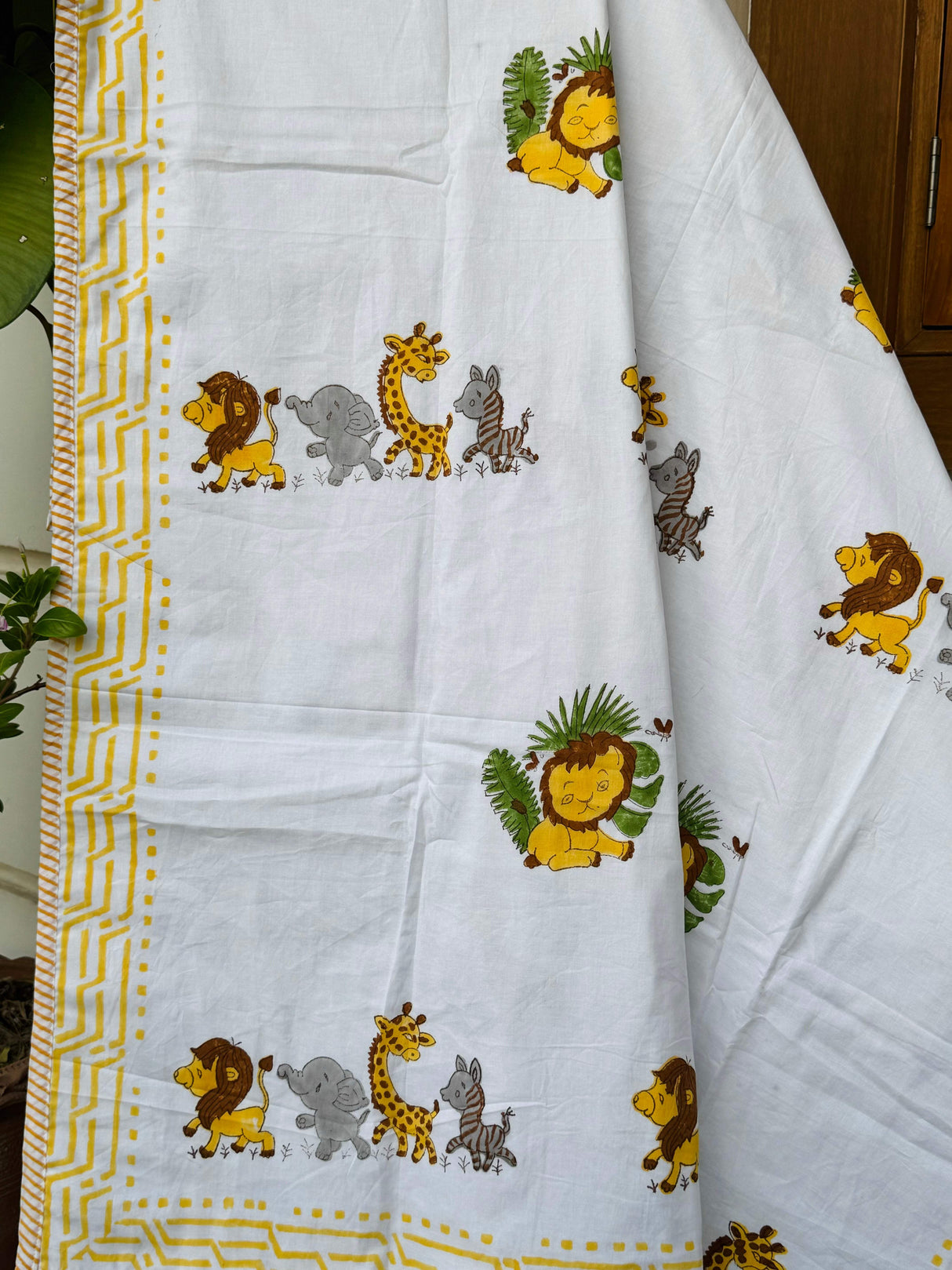 jungle safari print baby dohar lion elephant giraffe zebra mulmul cotton