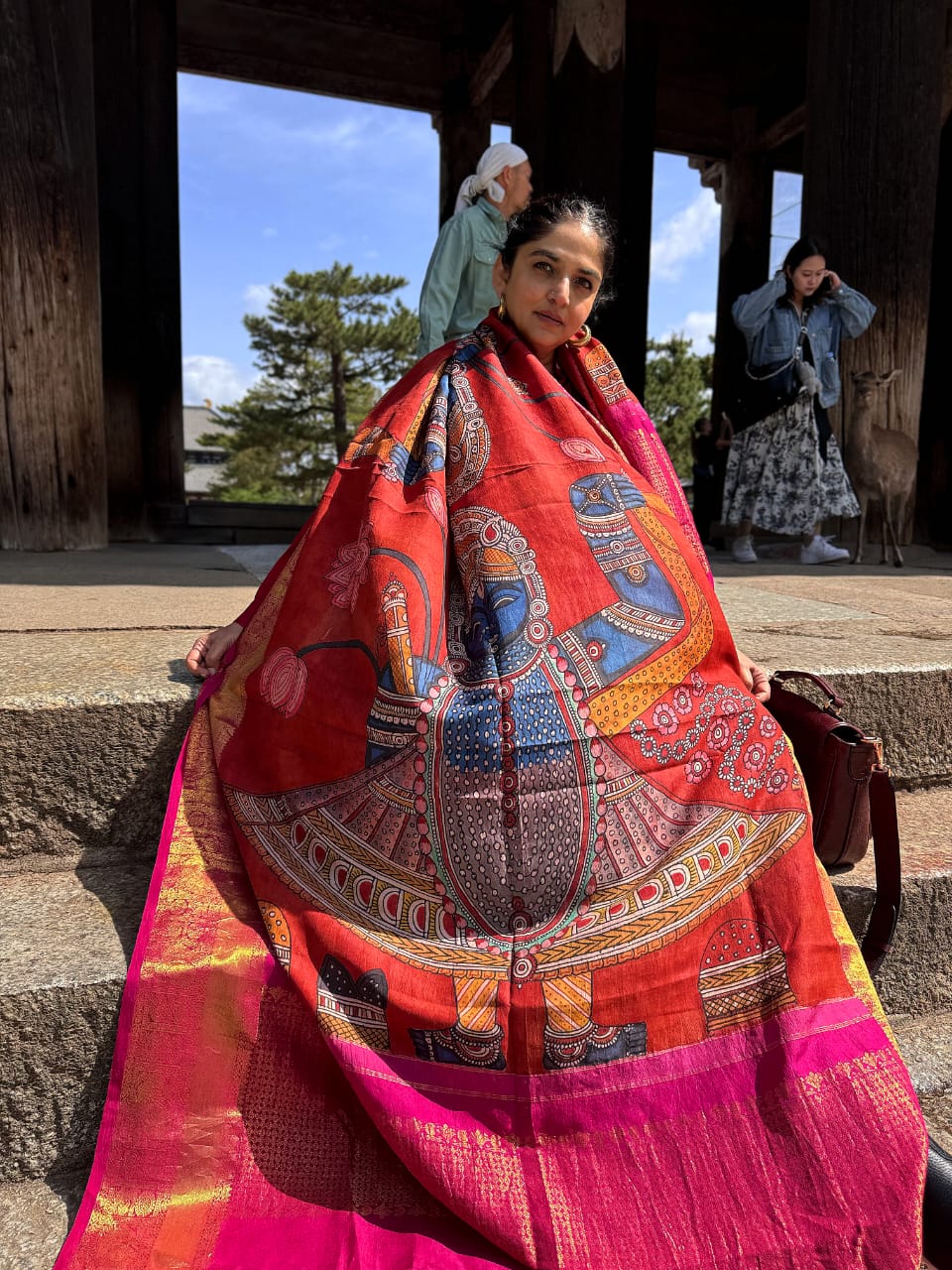 Lord Krishna (Srinathji) Kanjeevaram Silk Dupatta