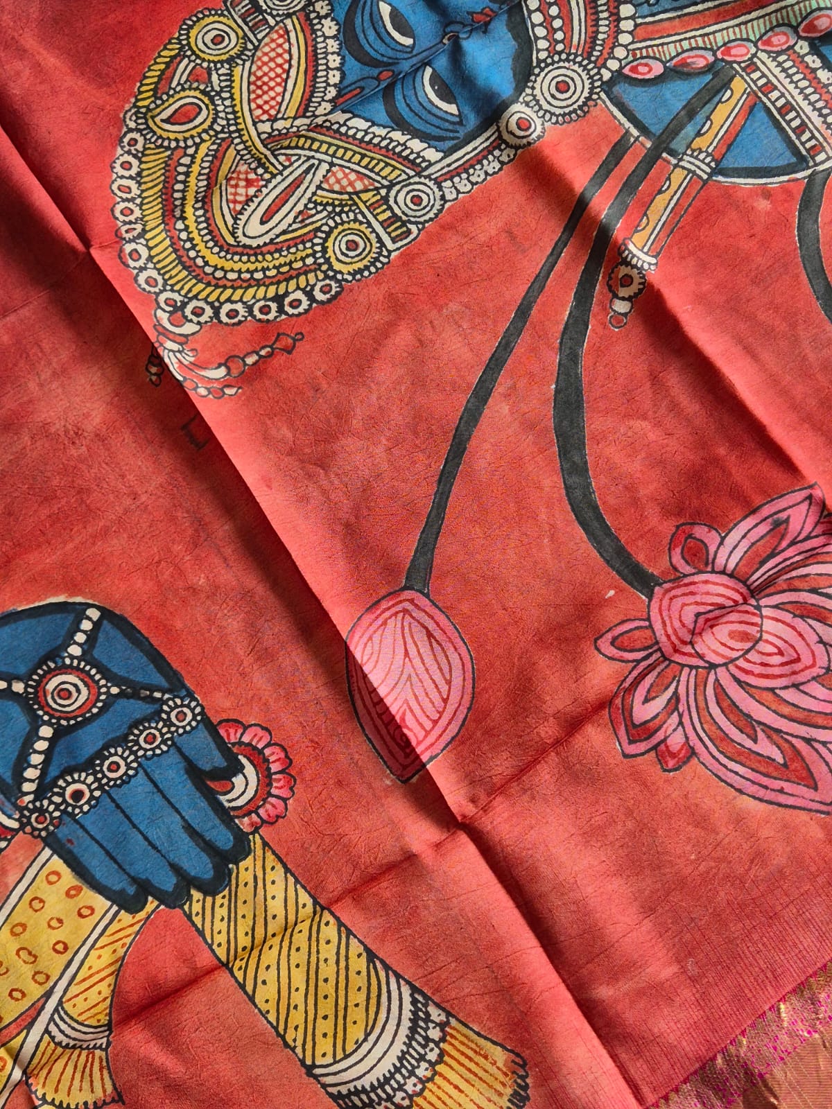 lord-krishna-kanjivaram-silk-kalamkari-dupatta