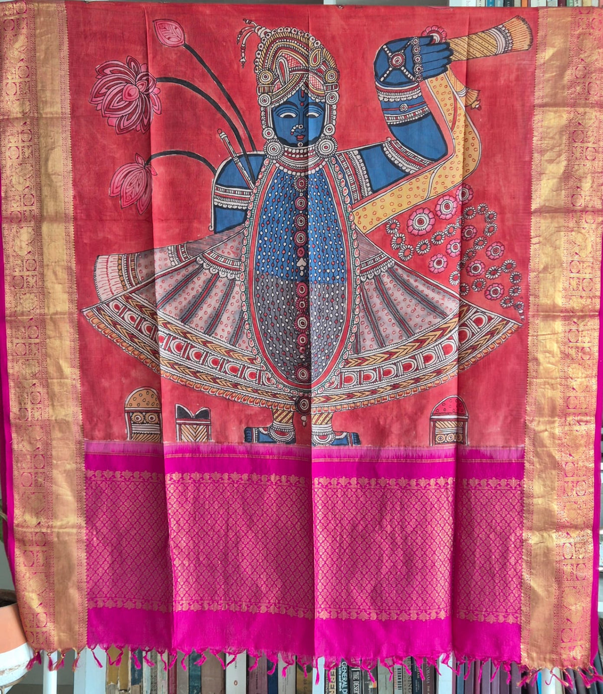 lord-krishna-kanjivaram-silk-kalamkari-dupatta
