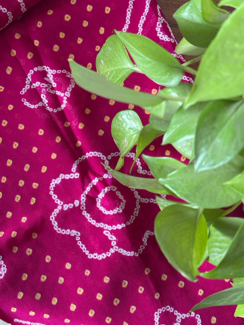 Magenta Georgette Bandhani Blouse Fabric