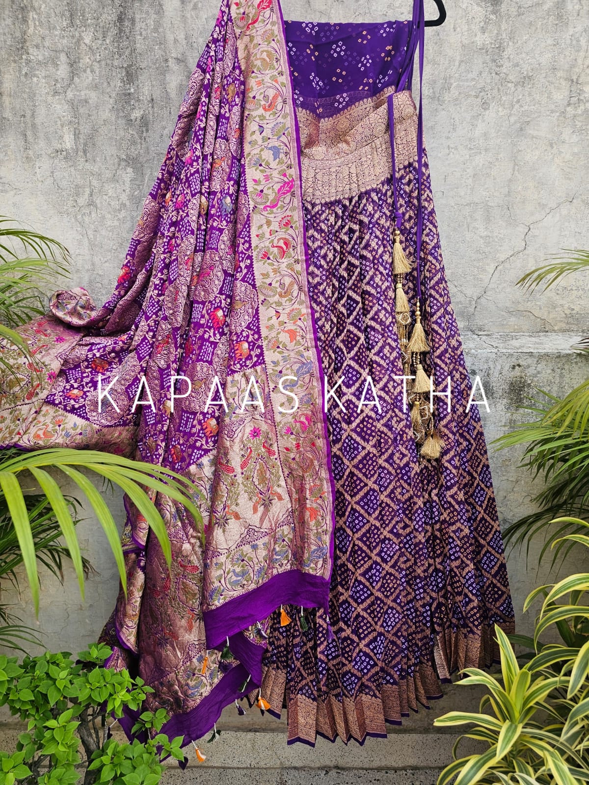 majestic-purple-pure-banarsi-georgette-bandhani-lehenga