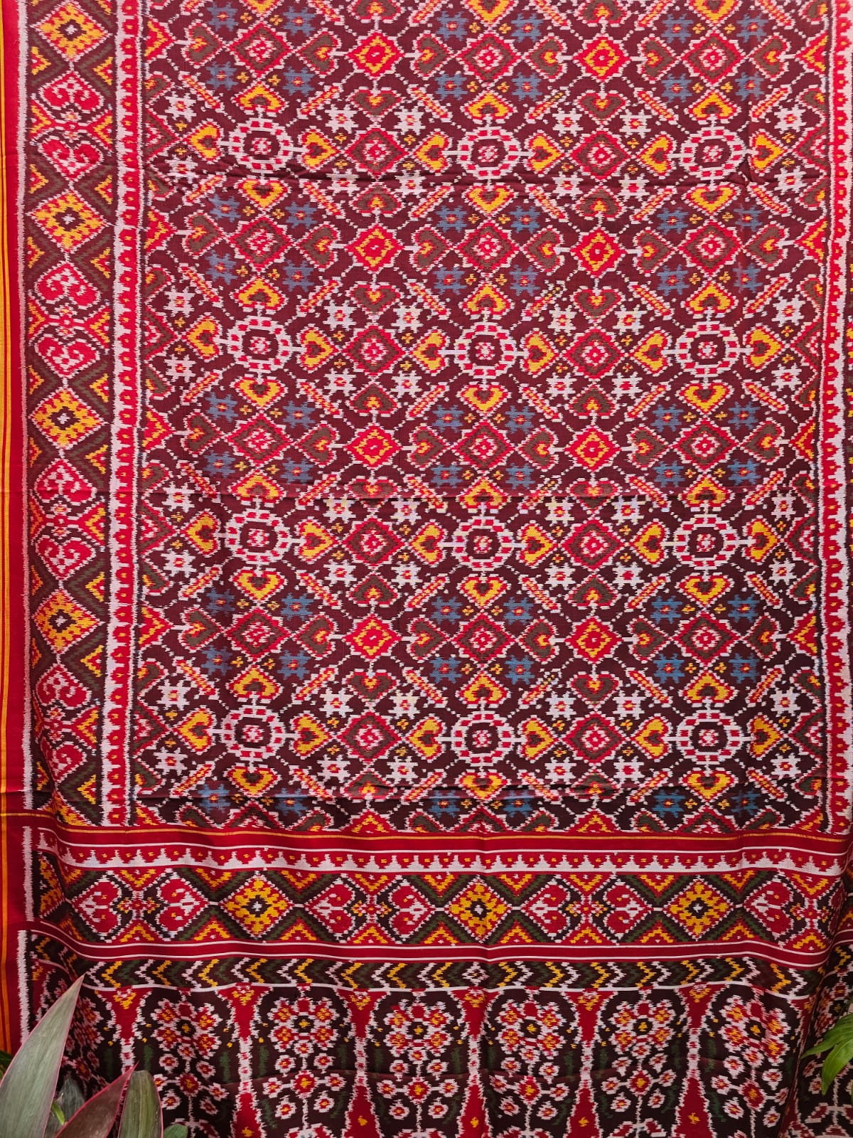 maroon-mulberry-silk-red-single-ikat-design