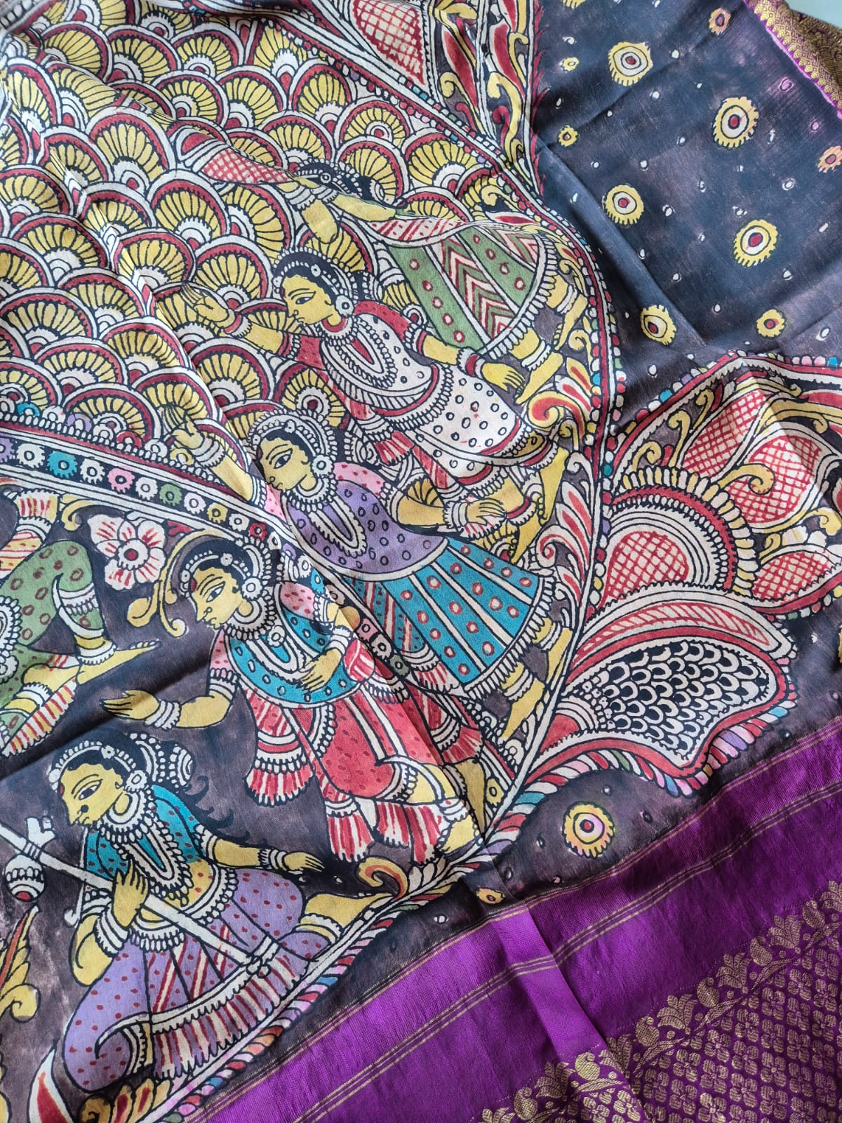 matsya-gopika-kanchipattu-kalamkari-dupatta
