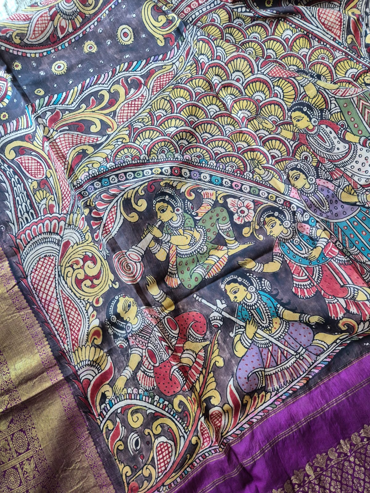 matsya-gopika-kanchipattu-kalamkari-dupatta