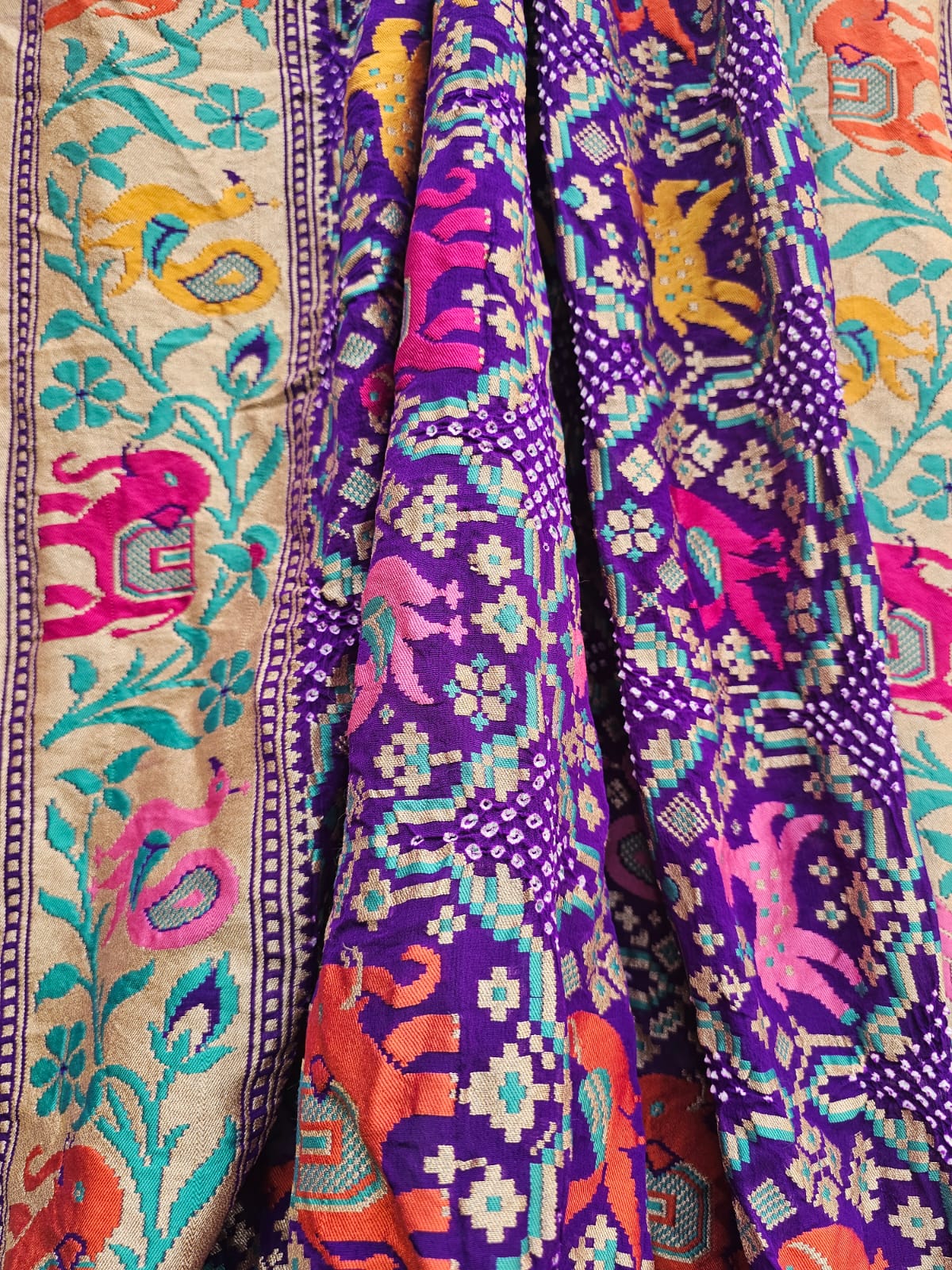 Gorgeous Mauvish Pink Banarasi Georgette Bandhani Lehenga with Dupatta