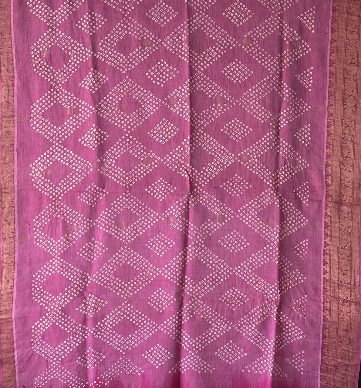 Diamond Pattern Cotton Silk Bandhani Saree