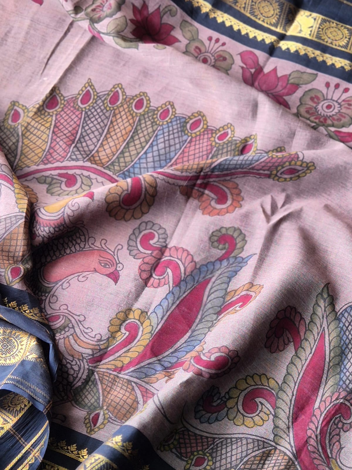 Mayura Leela Cotton Kalamkari Saree