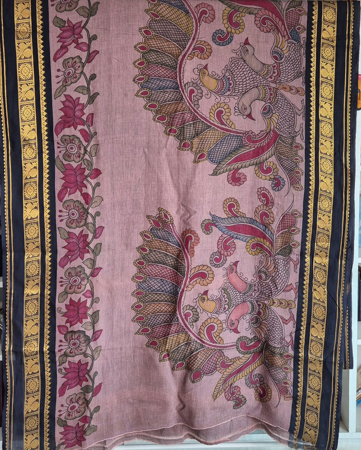 Mayura Leela Cotton Kalamkari Saree