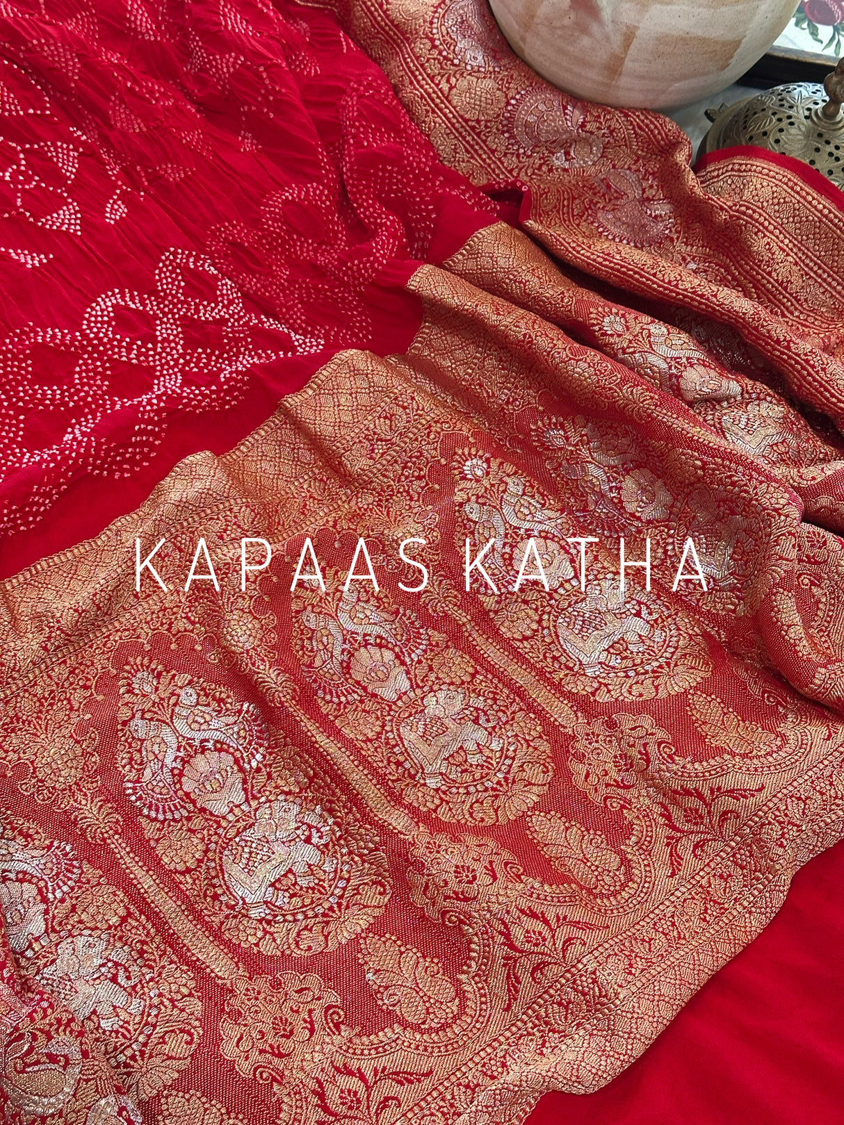 model-wearing-red-exquisite-banarasi-georgette-saree