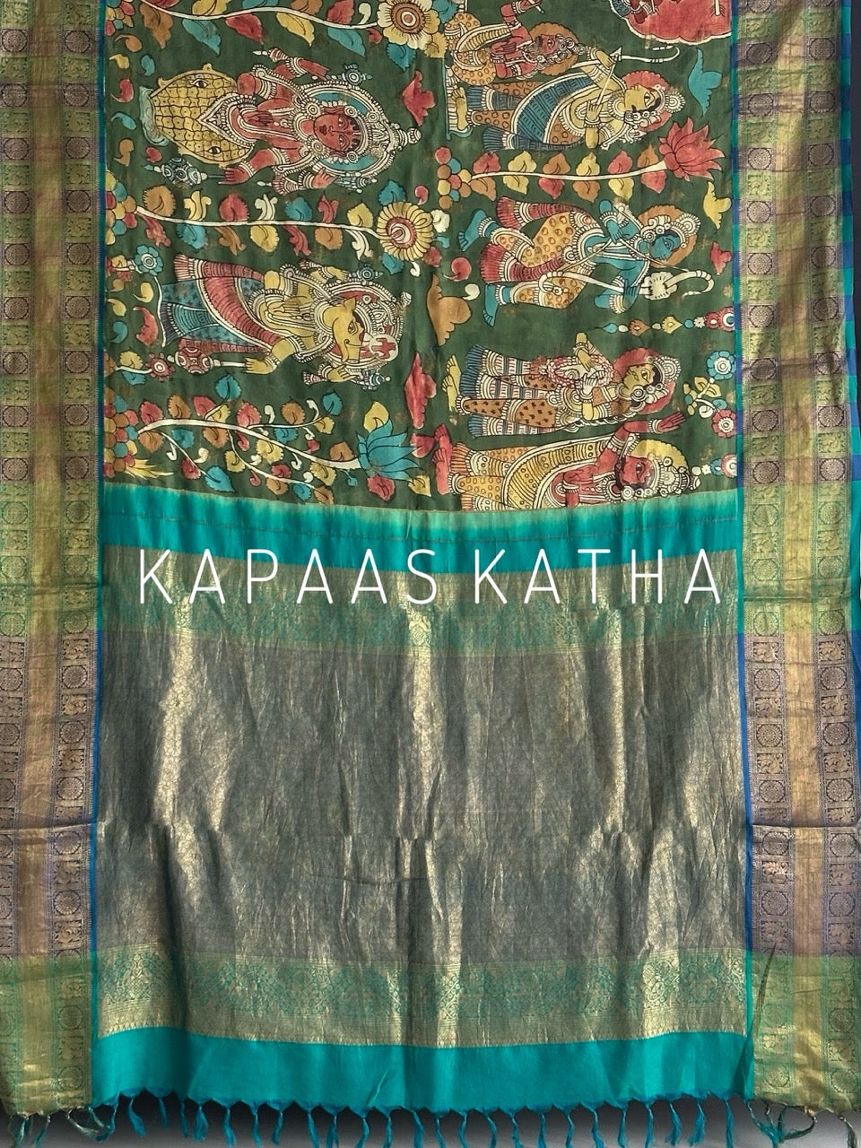 mor-hari-hues-divine-theme-kanjivaram-silk-kalamkari-saree