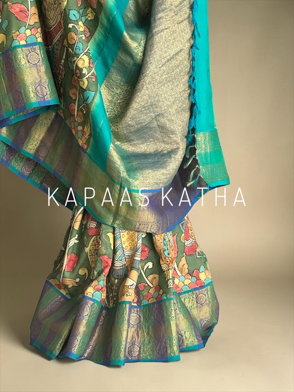 mor-hari-hues-divine-theme-kanjivaram-silk-kalamkari-saree