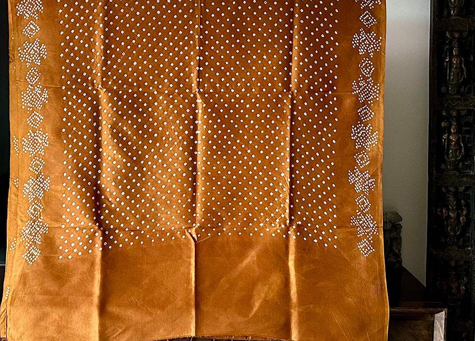 Mulberry Silk Bandhani Saree in Shades of Grey and Brown