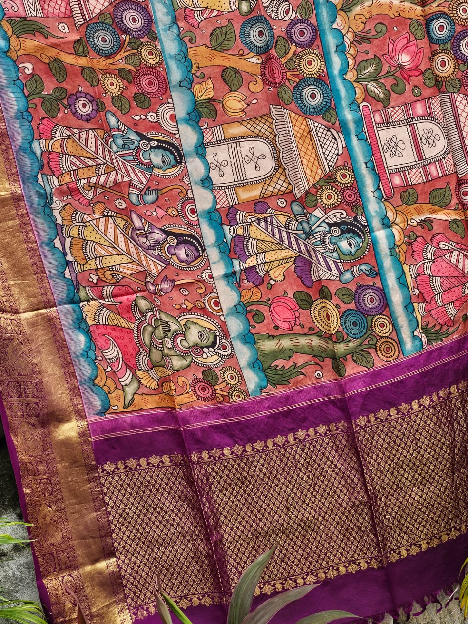 mythical-threads-kalamkari-tales-on-kanjivaram-silk-dupatta