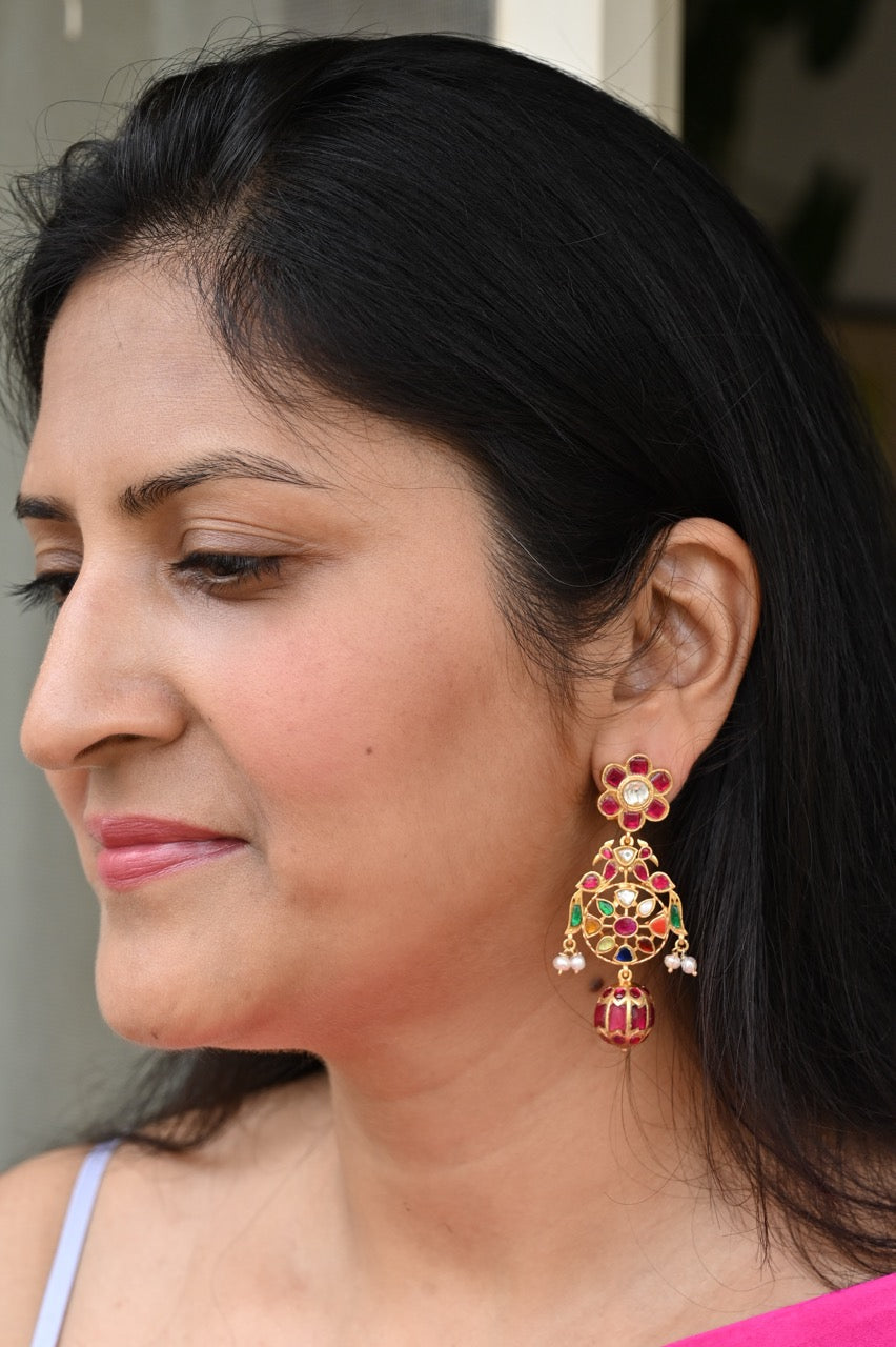 navratna-kundan-bloom-earrings