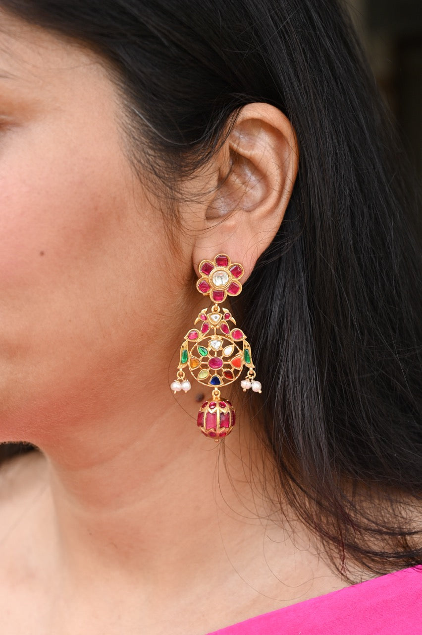 navratna-kundan-bloom-earrings