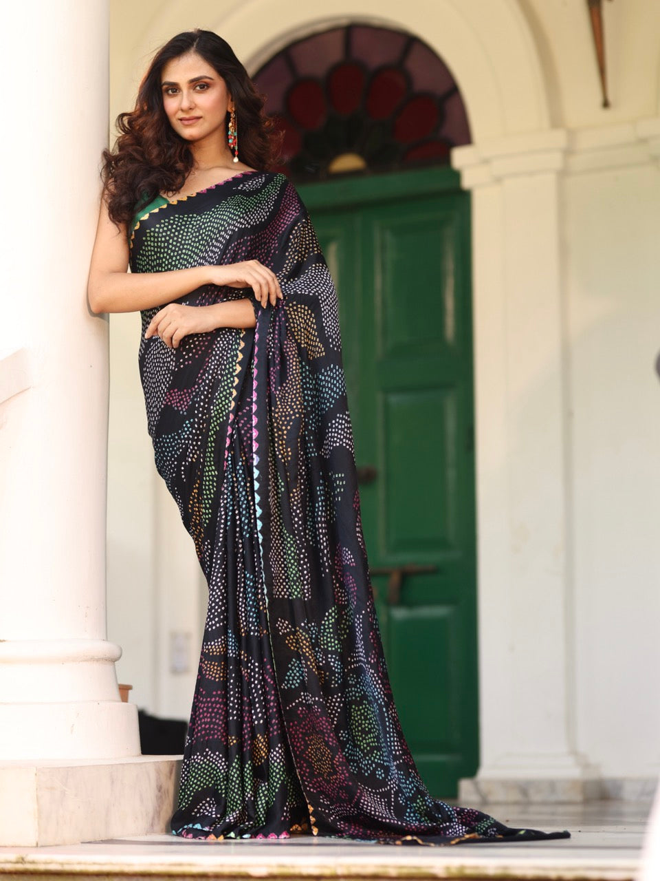 neelratna-black-pure-gajji-silk-bandhani-saree