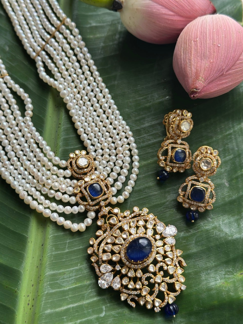 neelratna-polki-pearl-set-handcrafted-92-5-silver-and-earrings-set