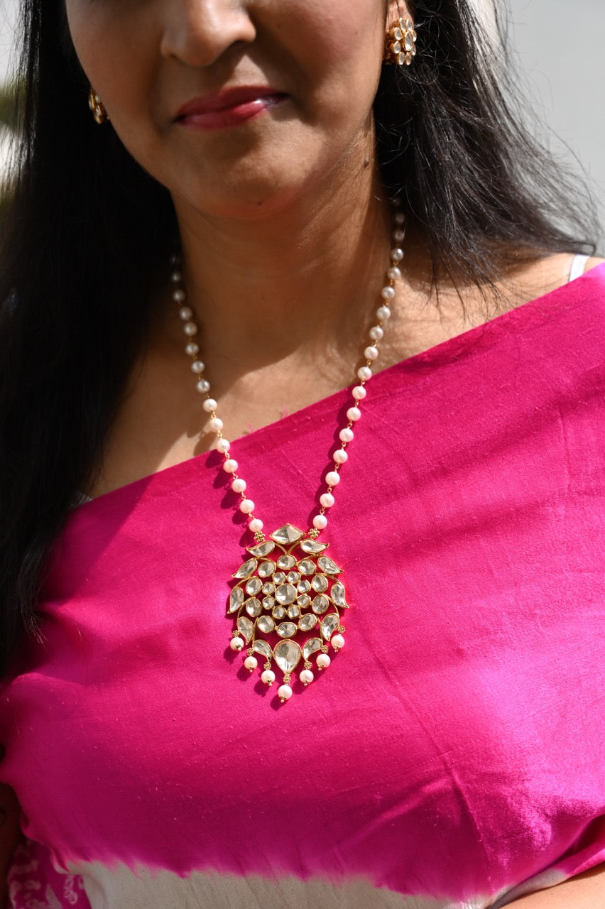 Noor-e-Moti - Light of Pearls and Polki Sparkle Necklace Set